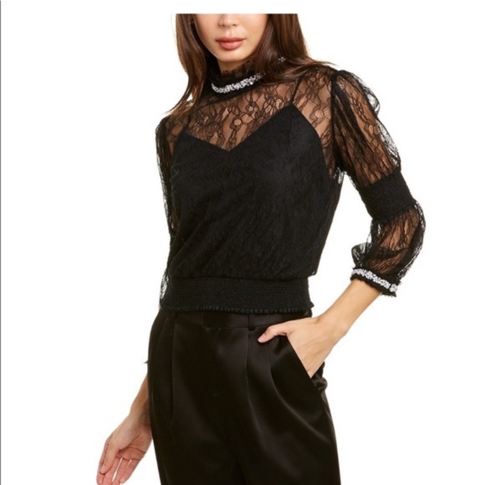 Alice and Olivia lace glam top
